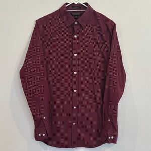 Banana Republic Slim Fit Non-iron Burgundy Patterned Button Down Shirt